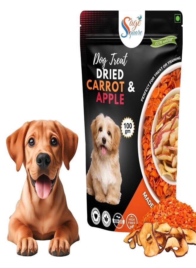 Sage Square Dog Dried Carrot & Apple Flakes Treats - Natural, Healthy & Tasty Snacks | Rich in Fiber & Vitamins | No Artificial Preservatives | Low Fat, Digestible | Ideal for Training, Chewing | 100g - Image 1